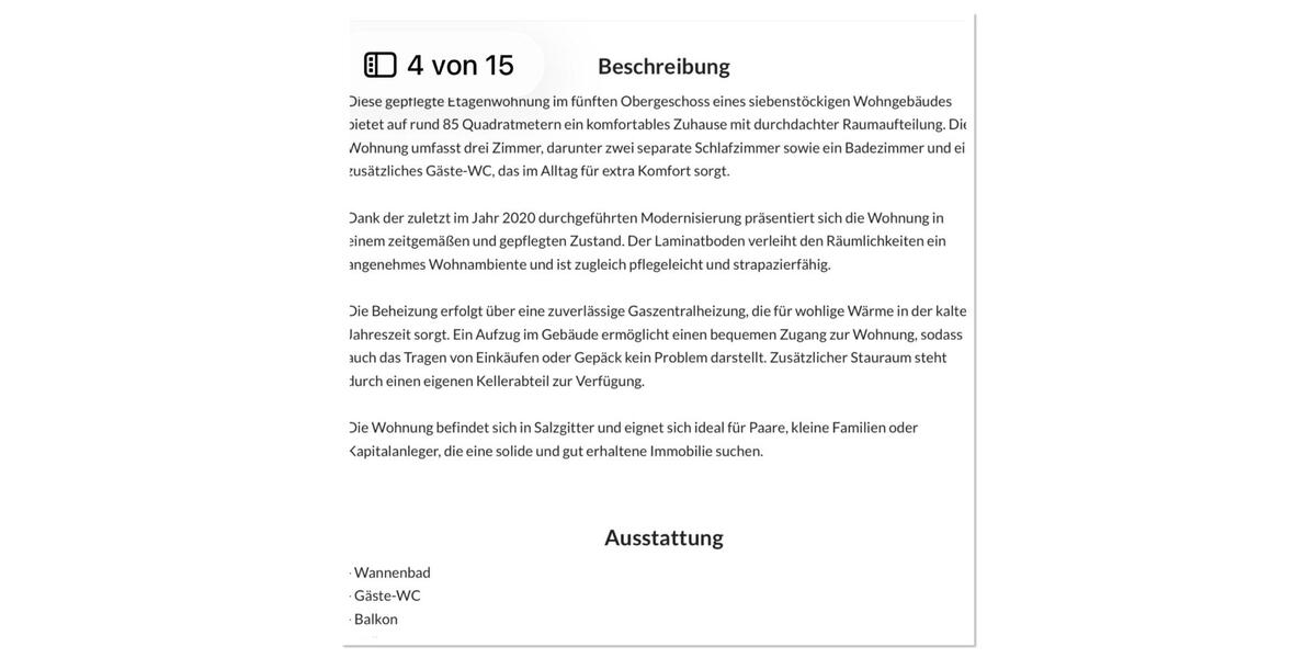 Etagenwohnung Salzgitter - 3 Zimmer, 85 m&sup2;, 125.000&euro; | Angebot:26241883