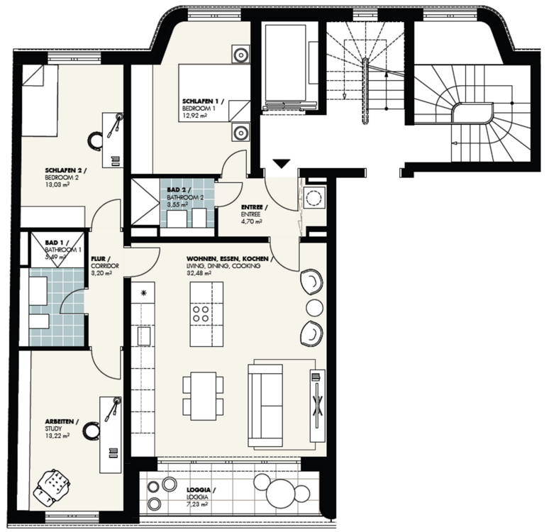 Wohnung zum Mieten in Berlin 2.100 € 92.27 m²
