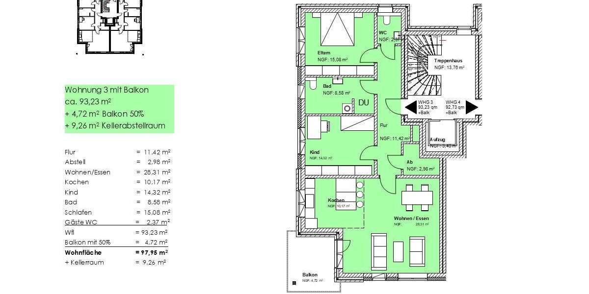 Etagenwohnung Niedersachsen - Braunschweig Braunschweig - 3 Zimmer, 98 m&sup2;, 430.000&euro; | Angebot:22152555