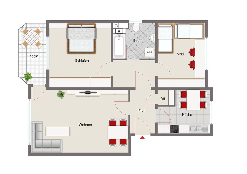 Charmante Wohnung in ruhiger Lage 3 zimmer