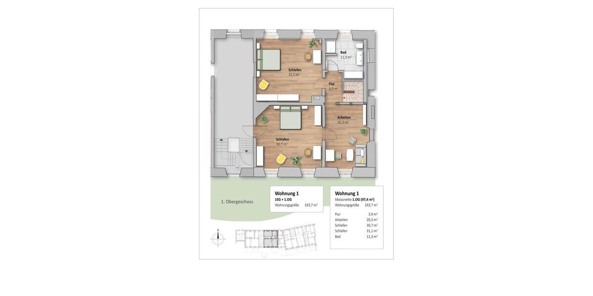 Maisonettenwohnung Sickte - 5 Zimmer, 194 m&sup2;, 2.772&euro; | Angebot:26339536