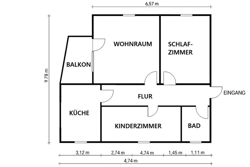 Sanierte 3-Zimmer-Wohnung im 2. OG mit Balkon und PKW-Stellplatz