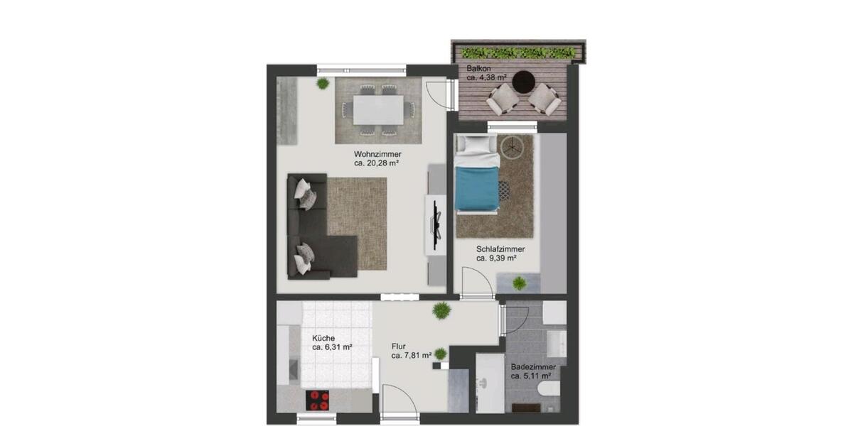 Etagenwohnung Braunschweig Timmerlah-Geitelde-Stiddien - 2 Zimmer, 50 m&sup2;, 139.000&euro; | Angebot:25177807