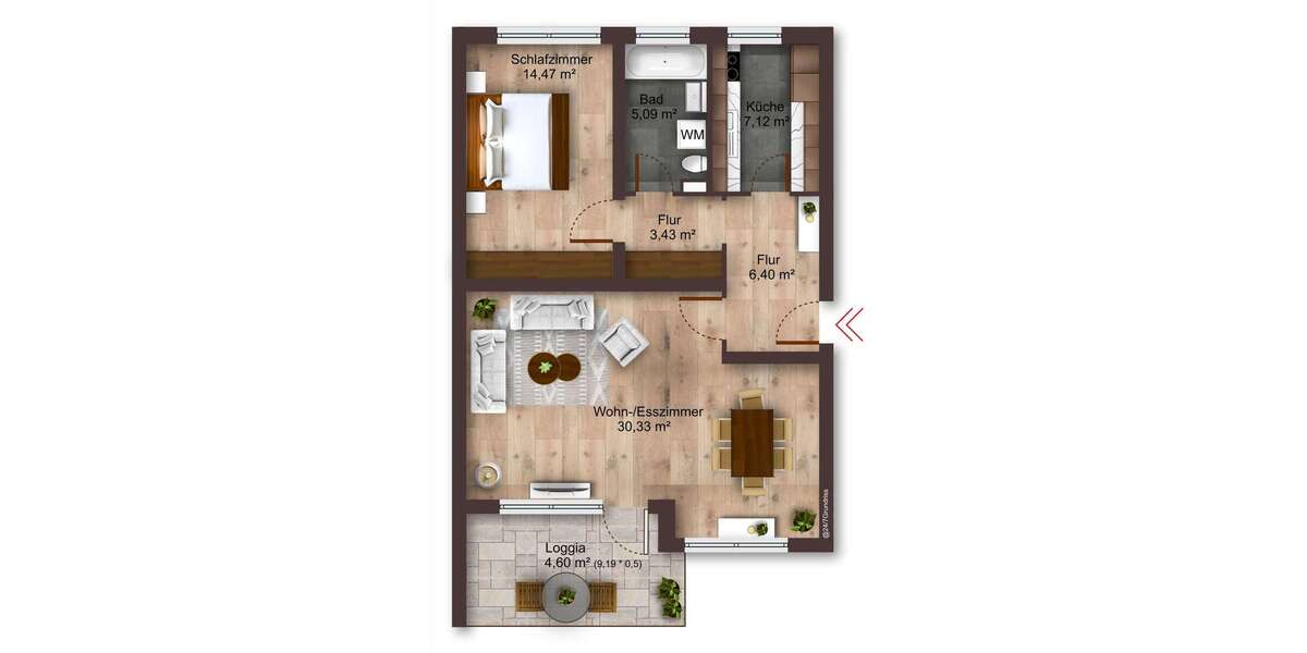 Etagenwohnung Hildesheim Bockfeld - 2.5 Zimmer, 71 m&sup2;, 115.000&euro; | Angebot:26854303