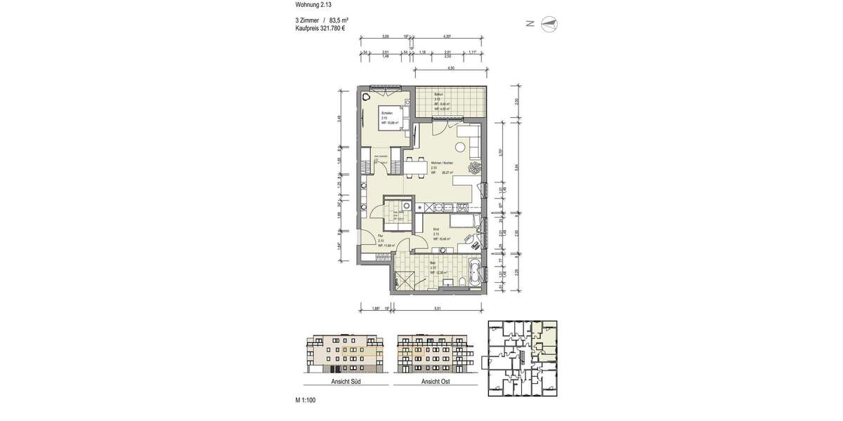 Etagenwohnung Sickte Niedersickte - 3 Zimmer, 95 m&sup2;, 365.350&euro; | Angebot:25747825