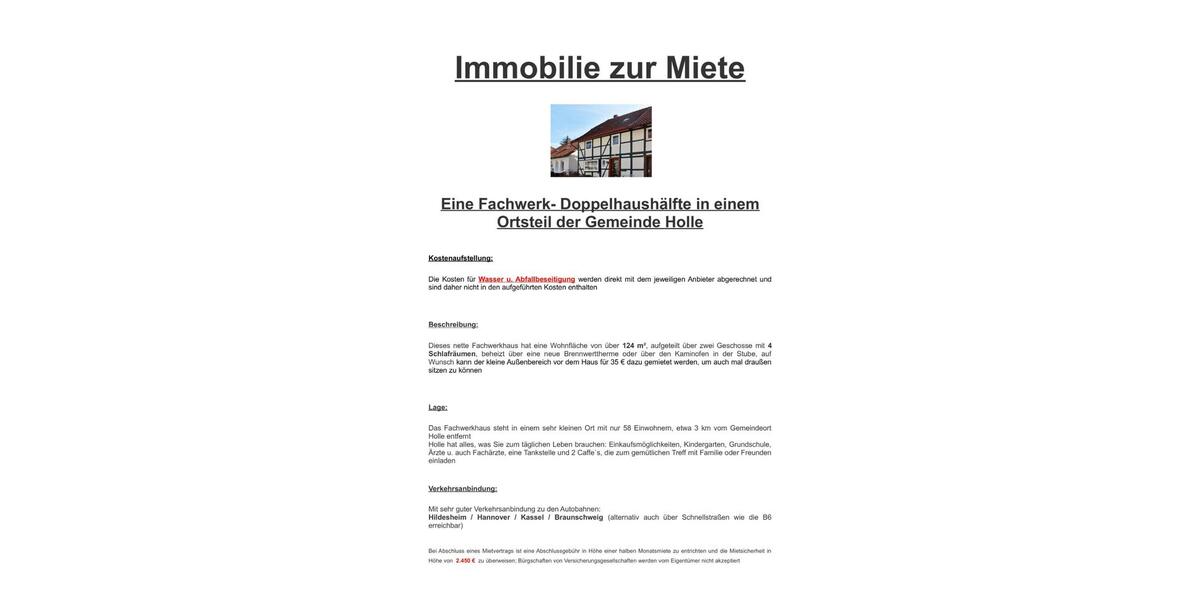 Etagenwohnung Holle - 6 Zimmer, 124 m&sup2;, 780&euro; | Angebot:26263281
