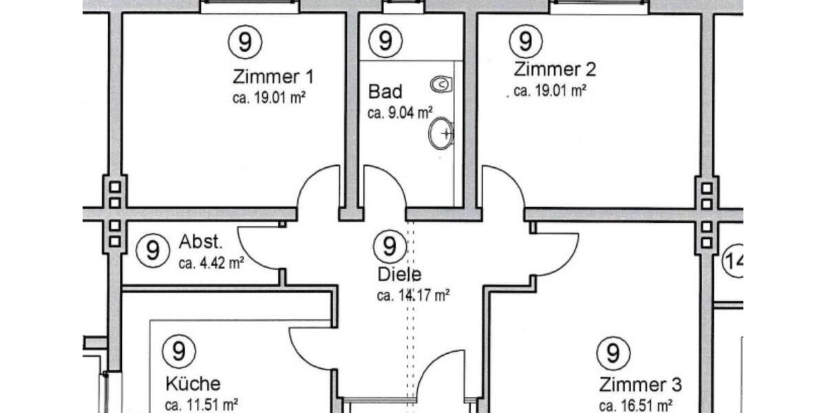 Erdgeschoßwohnung Hildesheim Oststadt/Stadtfeld - 3 Zimmer, 94 m&sup2;, 229.000&euro; | Angebot:24866181
