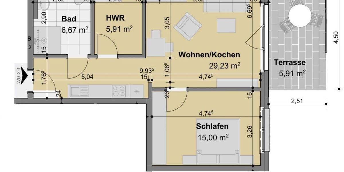 Etagenwohnung Salzgitter Lebenstedt - 2 Zimmer, 74 m&sup2;, 267.588&euro; | Angebot:26798656