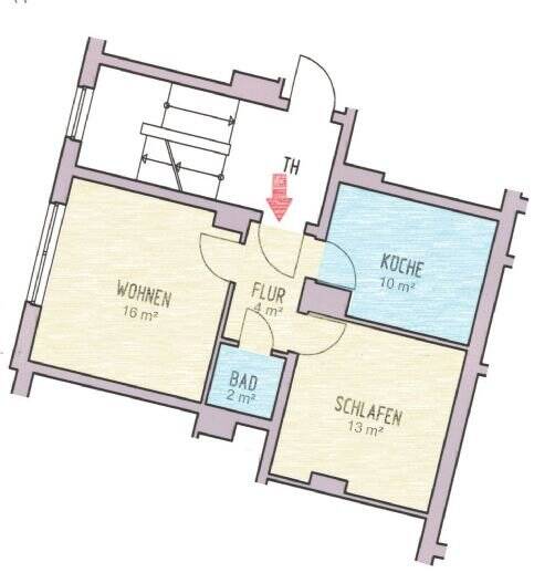 Etagenwohnung Hildesheim Neustadt - 2 Zimmer, 45 m&sup2;, 470&euro; | Angebot:26826679