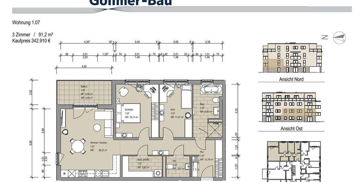 Mit Balkon - moderne Obergeschosswohnung 