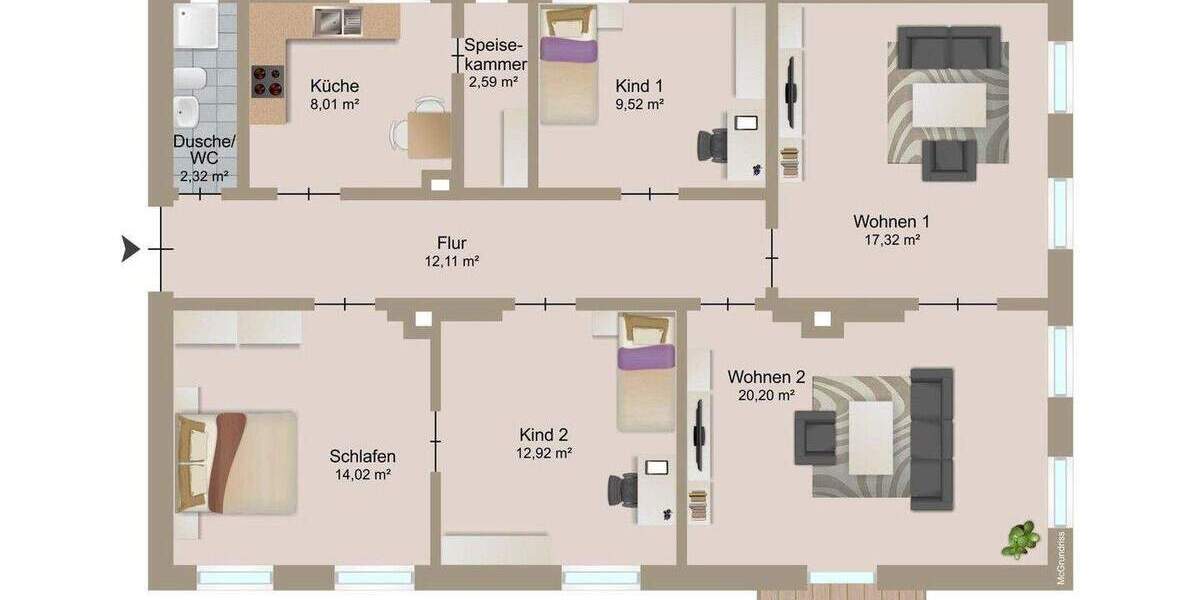 Innenstadtnahe 5-Zimmer Altbau Wohnung im 2. OG mit Balkon, Stuck und Parkett - Provisionsfrei 5 zimmer