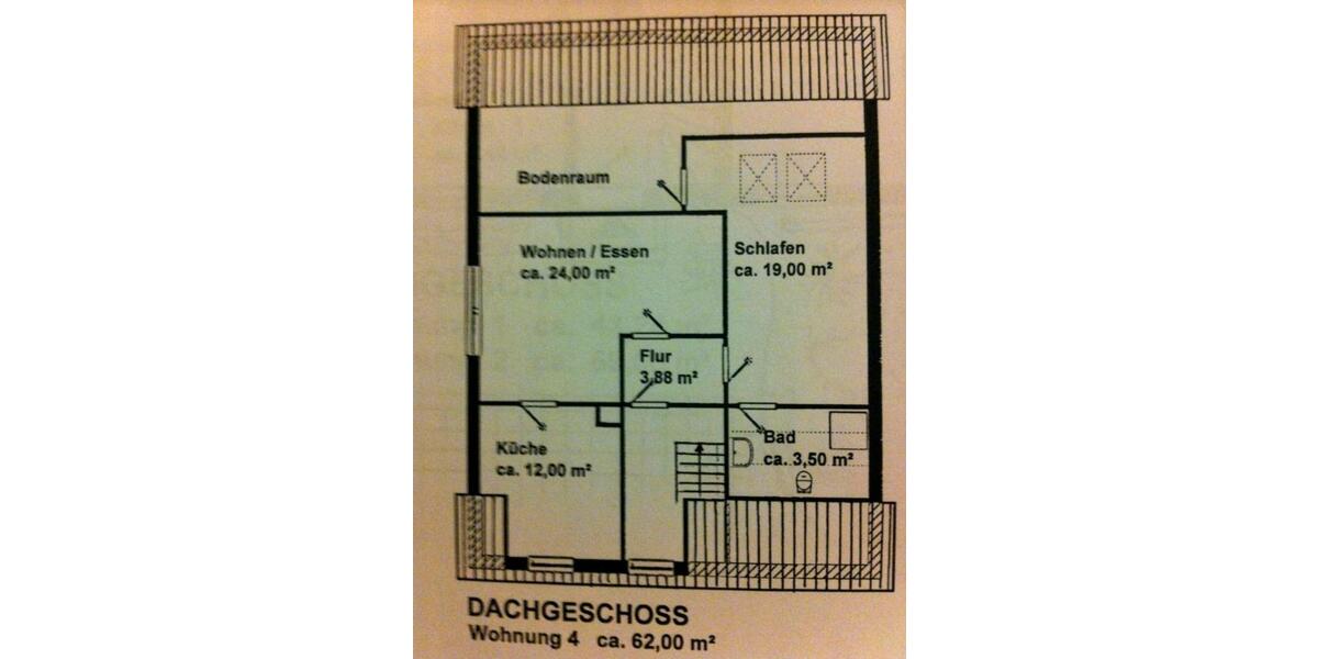 Dachgeschoßwohnung Salzgitter Ortschaft Nord - 2 Zimmer, 62 m&sup2;, 350&euro; | Angebot:26335562