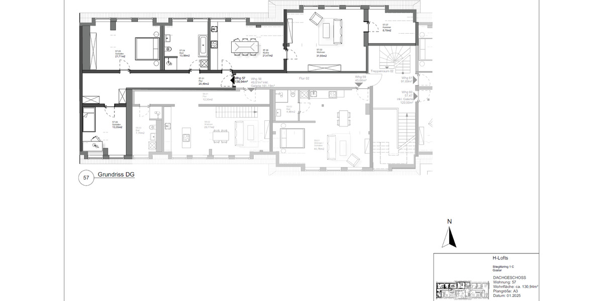 Dachgeschoßwohnung Goslar Jürgenohl - 5 Zimmer, 131 m&sup2;, 1.309&euro; | Angebot:24463442