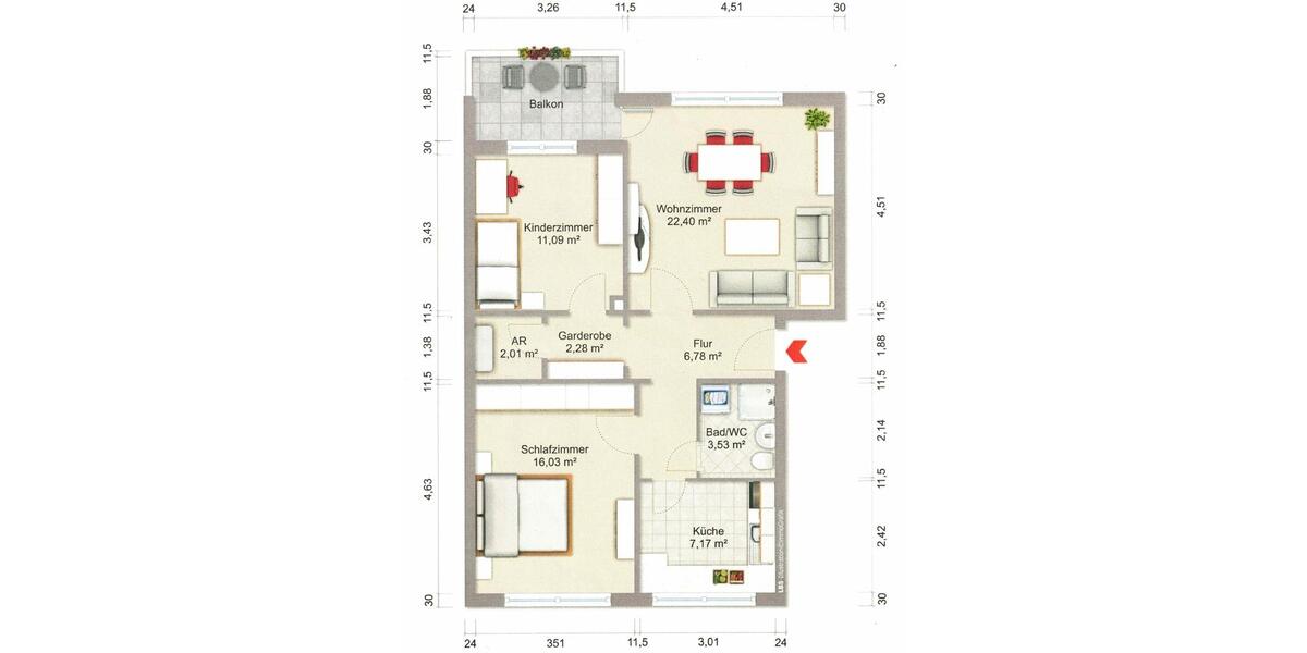 Etagenwohnung Braunschweig Heidberg-Melverode - 2 Zimmer, 72 m&sup2;, 648&euro; | Angebot:25232081
