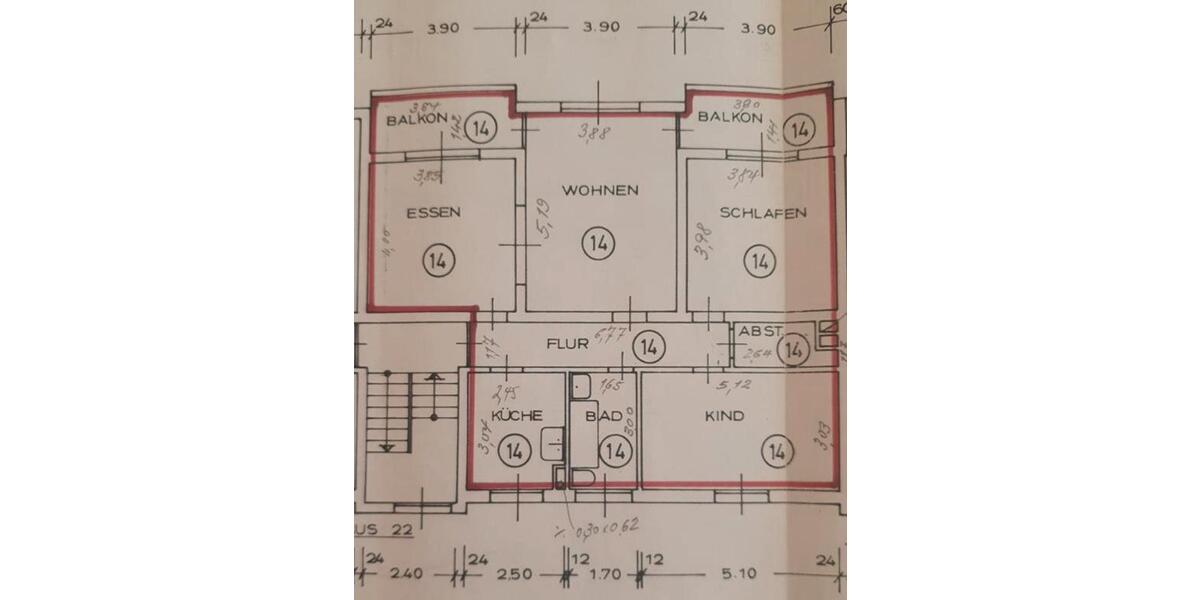 Etagenwohnung Wolfenbüttel Ahlum - 3 Zimmer, 98 m&sup2;, 980&euro; | Angebot:24741125