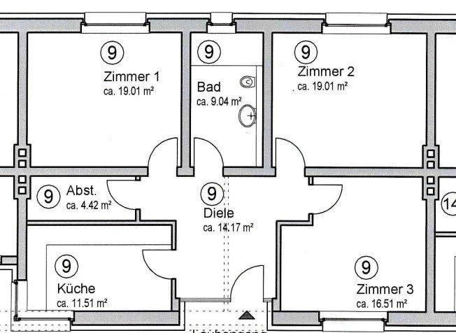 Erdgeschoßwohnung Hildesheim Oststadt/Stadtfeld - 3 Zimmer, 94 m&sup2;, 219.000&euro; | Angebot:27168794