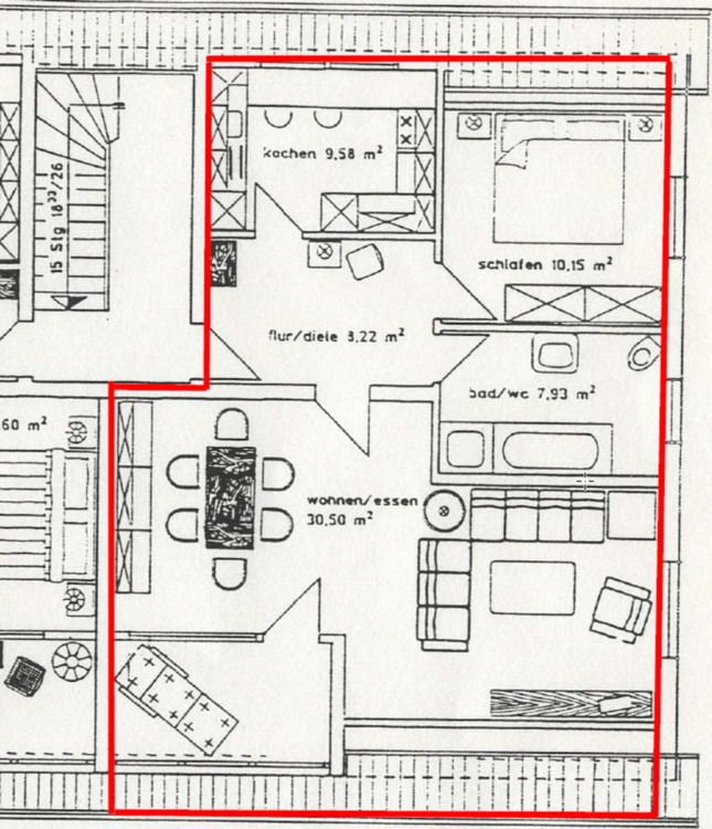 Preiswerte 2-Raum-DG-Wohnung mit BalkonEinbauküche in Vienenburg