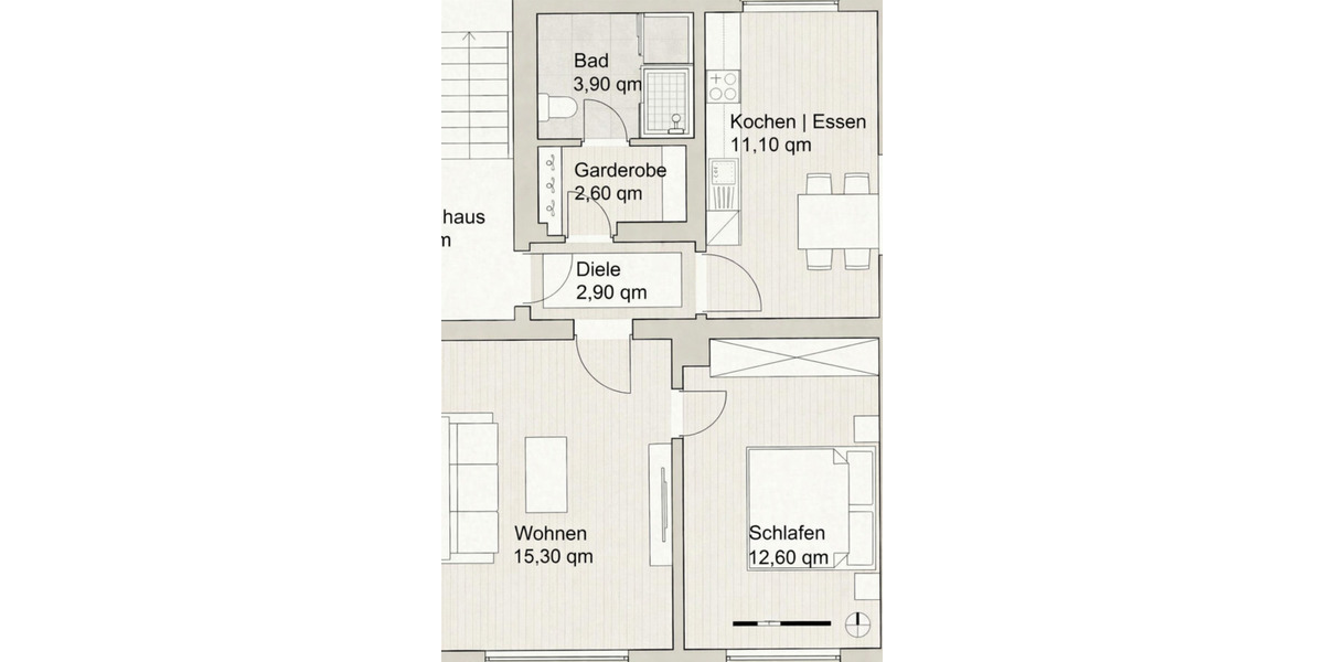 Erdgeschoßwohnung Braunschweig Westliches Ringgebiet - 2 Zimmer, 49 m&sup2;, 114.000&euro; | Angebot:25404544