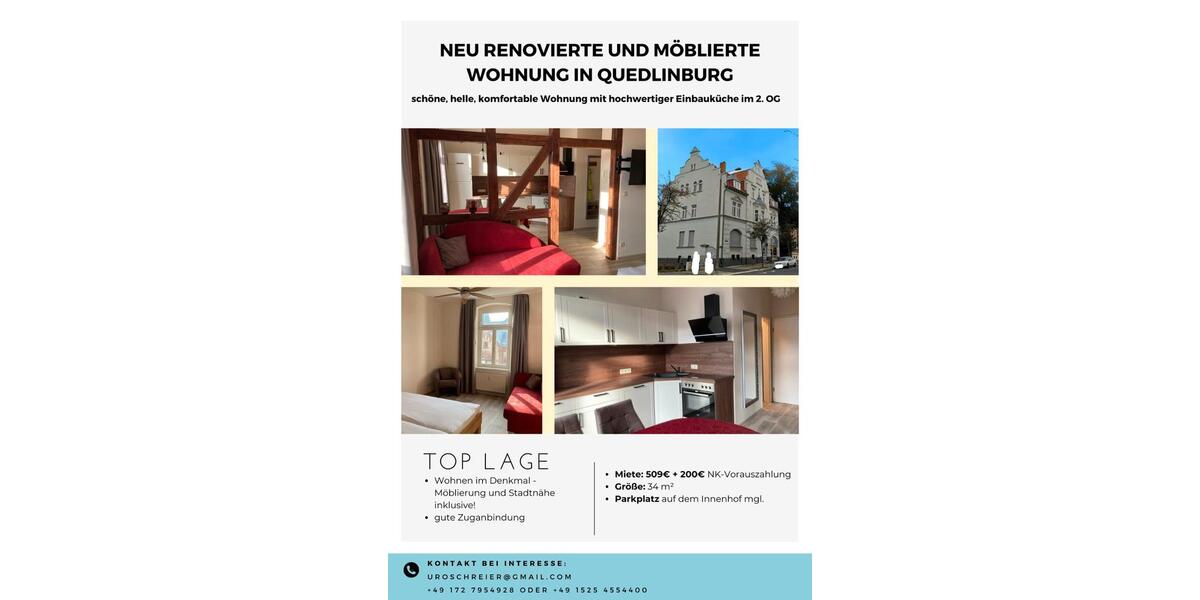 Etagenwohnung Wolfenbüttel Ahlum - 1 Zimmer, 34 m&sup2;, 499&euro; | Angebot:25224408