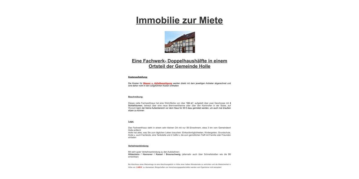 Etagenwohnung Holle - 6 Zimmer, 124 m&sup2;, 780&euro; | Angebot:26662502