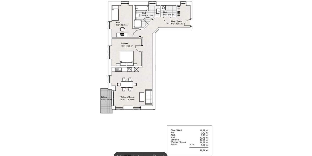 Etagenwohnung Wolfenbüttel Fümmelse - 3 Zimmer, 83 m&sup2;, 335.500&euro; | Angebot:24621712