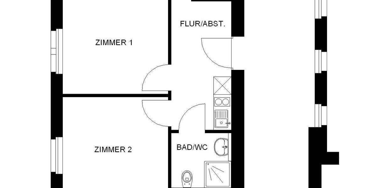 Etagenwohnung Braunschweig Nordstadt - 2 Zimmer, 37 m&sup2;, 465&euro; | Angebot:26163785