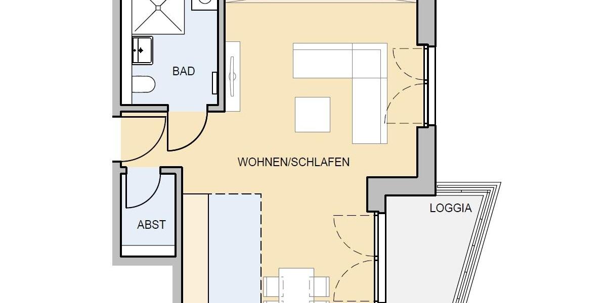 Etagenwohnung Braunschweig Heidberg-Melverode - 1 Zimmer, 49 m&sup2;, 615&euro; | Angebot:23083604