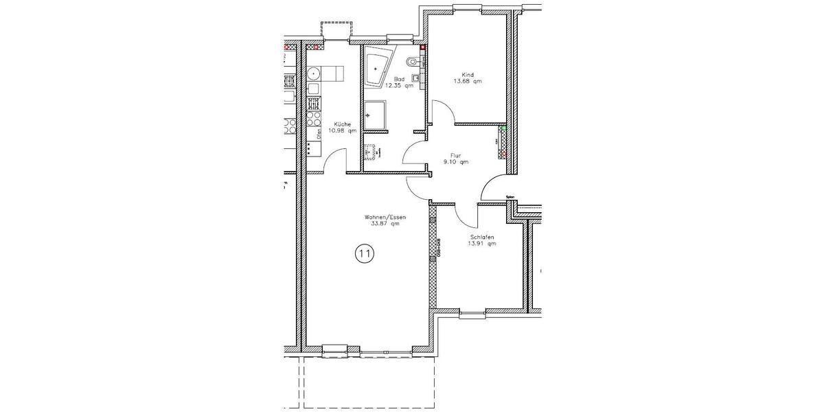 Etagenwohnung Braunschweig Wabe-Schunter-Beberbach - 3 Zimmer, 98 m&sup2;, 380.000&euro; | Angebot:27029104