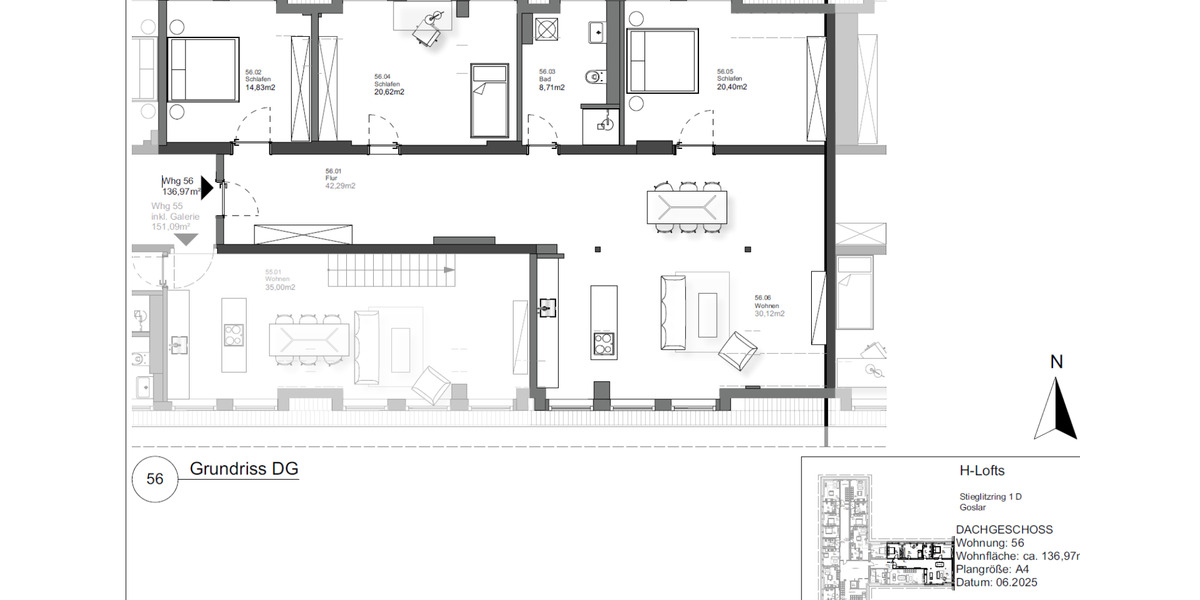 Dachgeschoßwohnung Goslar Jürgenohl - 4 Zimmer, 137 m&sup2;, 1.754&euro; | Angebot:24457407