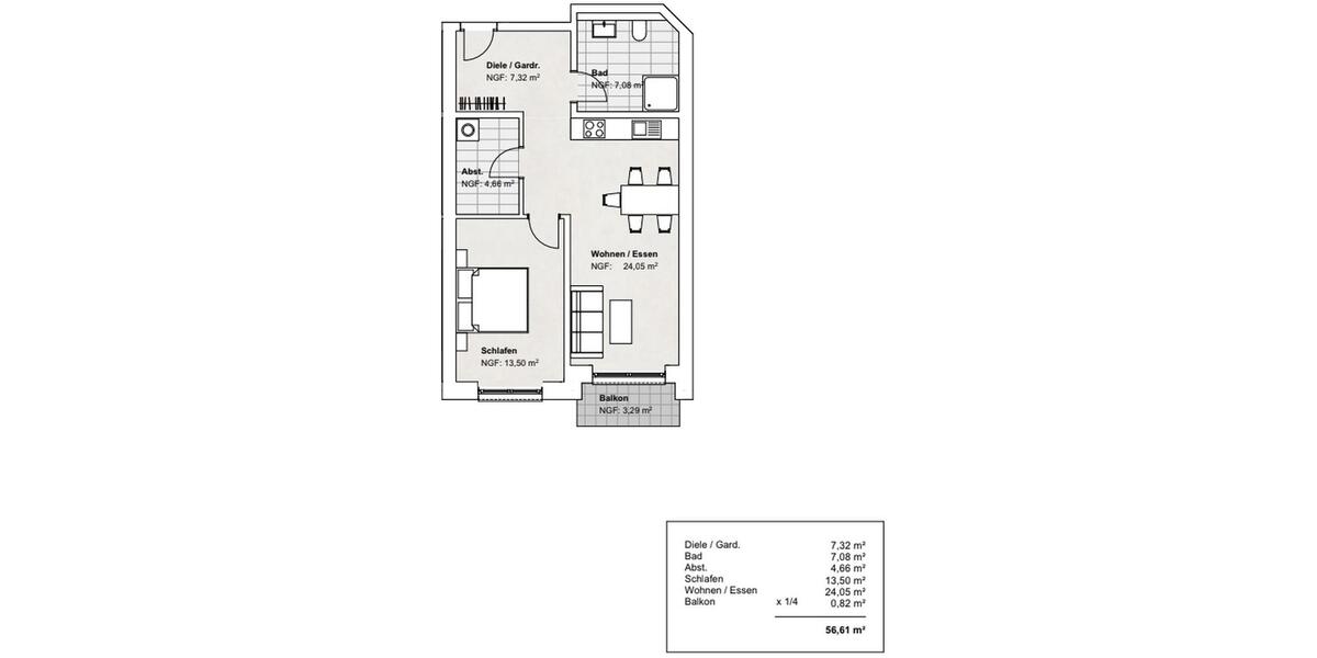Etagenwohnung Wolfenbüttel Adersheim - 2 Zimmer, 57 m&sup2;, 793&euro; | Angebot:25145090