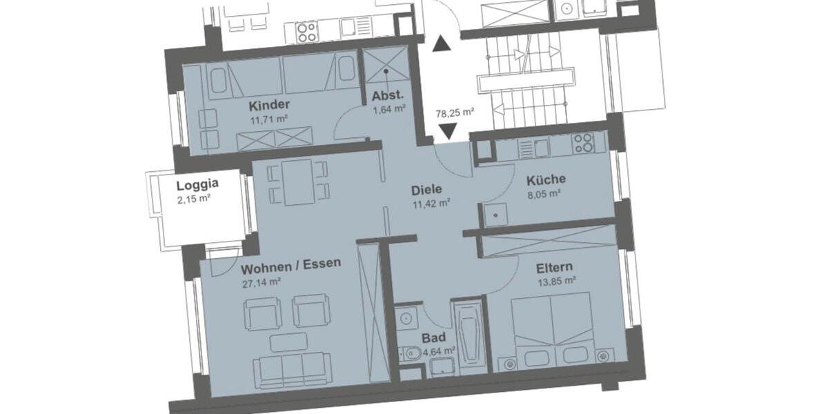 Etagenwohnung Hildesheim Oststadt/Stadtfeld - 3 Zimmer, 78 m&sup2;, 218.500&euro; | Angebot:26795670