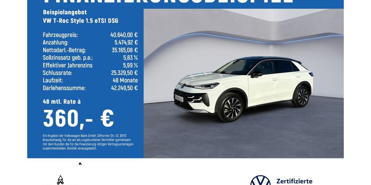 VW T-Roc 1.500 km 40.340 &euro; Wolfenbüttel 38304