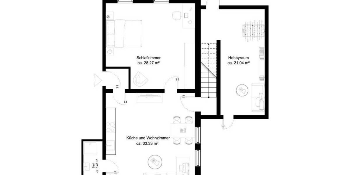 Etagenwohnung Braunschweig Timmerlah - 2 Zimmer, 38 m&sup2;, 95.000&euro; | Angebot:26275365