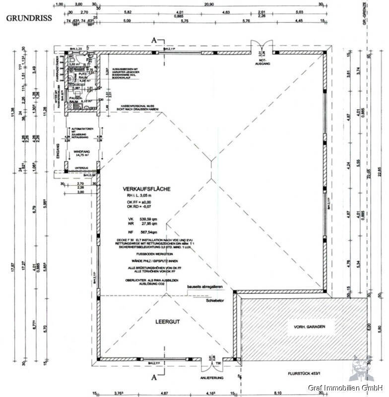 Gewerbegrundstück ca. 4.900 m² bebaut Nutzfläche ca. 1.814 m² großes Einzugsgebiet