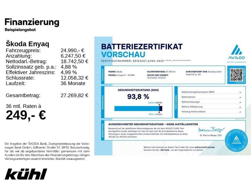 Skoda Enyaq 81.705 km 24.690 € Hildesheim 31137
